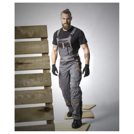 Set costum cu pantaloni de lucru cu pieptar VISION - gri/negru [7]