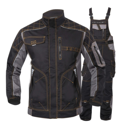 Costume salopeta - Set costum cu pantaloni de lucru cu pieptar VISION - negru/gri