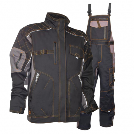 Costume salopeta - Set costum cu pantaloni de lucru cu pieptar VISION - negru/gri