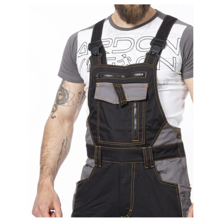 Set costum cu pantaloni de lucru cu pieptar VISION - negru/gri [8]