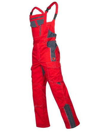 Set costum cu pantaloni de lucru cu pieptar VISION - rosu/gri [3]