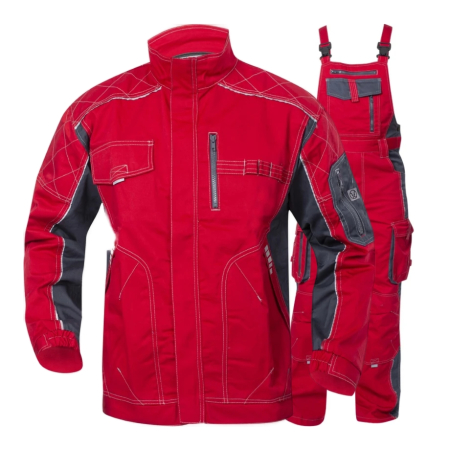 Costume salopeta - Set costum cu pantaloni de lucru cu pieptar VISION - rosu/gri