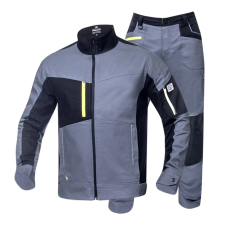 Costume salopeta - Set costum cu pantaloni de lucru in talie 4XSTRETCH - gri