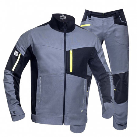 Costume salopeta - Set costum cu pantaloni de lucru in talie 4XSTRETCH - gri