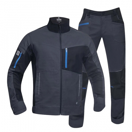 Costume salopeta - Set costum cu pantaloni de lucru in talie 4XSTRETCH - gri inchis