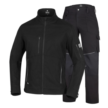 Costume salopeta - Set costum cu pantaloni de lucru in talie 4XSTRETCH - negru