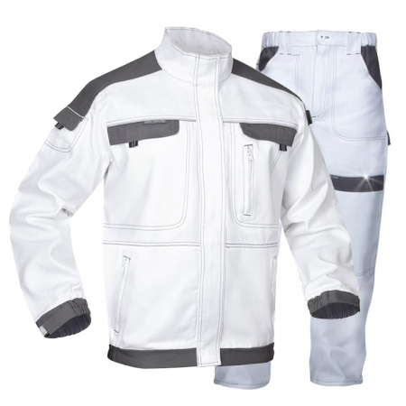 Costume salopeta - Set costum cu pantaloni de lucru in talie COOL TREND - alb/gri