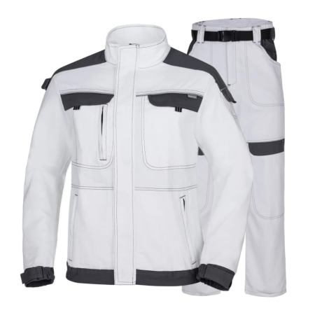 Costume salopeta - Set costum cu pantaloni de lucru in talie COOL TREND - alb/gri