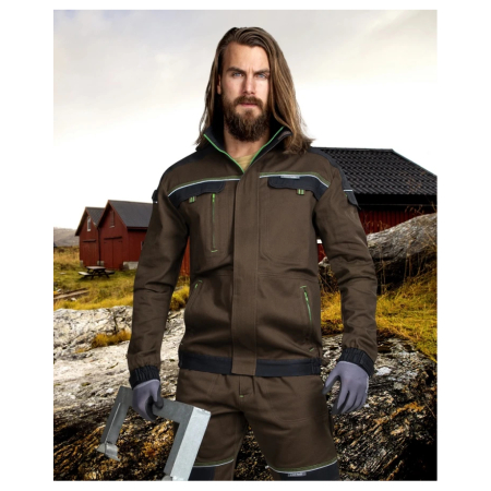 Set costum cu pantaloni de lucru in talie COOL TREND - maro [4]