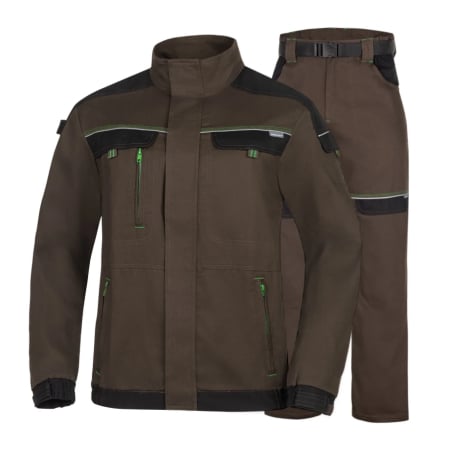 Jachete / Bluze salopeta - Set costum cu pantaloni de lucru in talie COOL TREND - maro