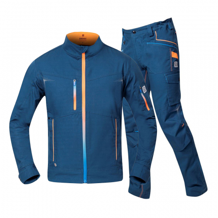 Set costum cu pantaloni de lucru in talie CREATRON - albastru/neon [0]