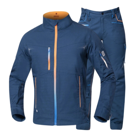 Costume salopeta - Set costum cu pantaloni de lucru in talie CREATRON - albastru/neon