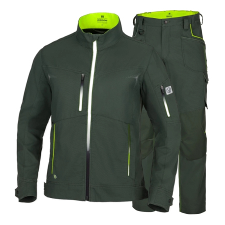 Imbracaminte de lucru - Set costum cu pantaloni de lucru in talie CREATRON - verde/kaki
