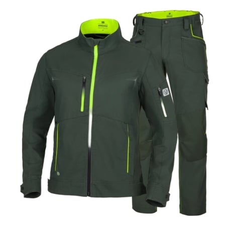 Costume salopeta - Set costum cu pantaloni de lucru in talie CREATRON - verde/kaki