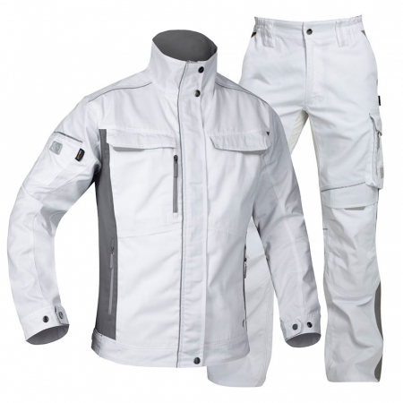 Costume salopeta - Set costum cu pantaloni de lucru in talie hidrofobizati URBAN+ - alb