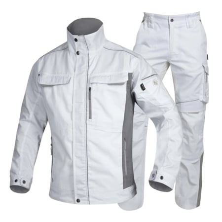 Costume salopeta - Set costum cu pantaloni de lucru in talie hidrofobizati URBAN+ - alb
