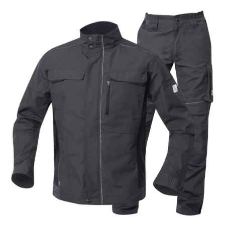 Costume salopeta - Set costum cu pantaloni de lucru in talie hidrofobizati URBAN+ - gri inchis