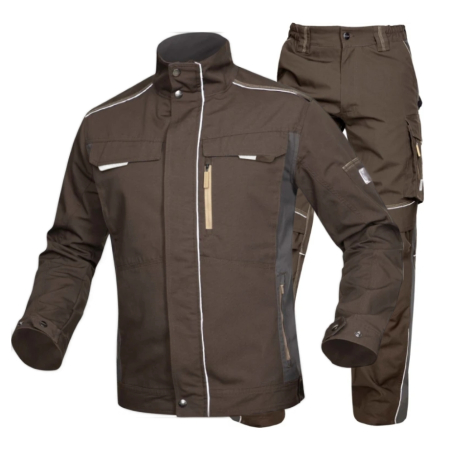 Costume salopeta - Set costum cu pantaloni de lucru in talie hidrofobizati URBAN+ - maro