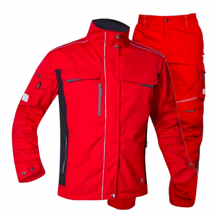 Imbracaminte de lucru - Set costum cu pantaloni de lucru in talie hidrofobizati URBAN+ - rosu