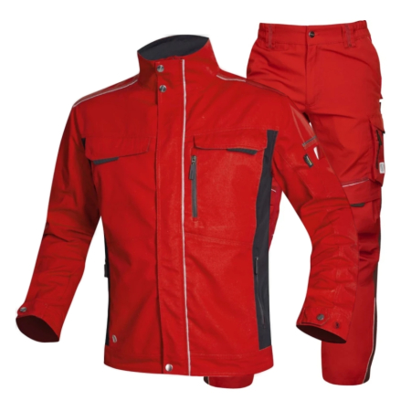 Costume salopeta - Set costum cu pantaloni de lucru in talie hidrofobizati URBAN+ - rosu