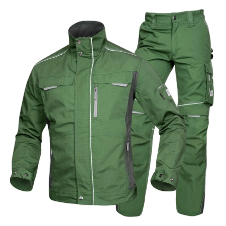 Costume salopeta - Set costum cu pantaloni de lucru in talie hidrofobizati URBAN+ - verde
