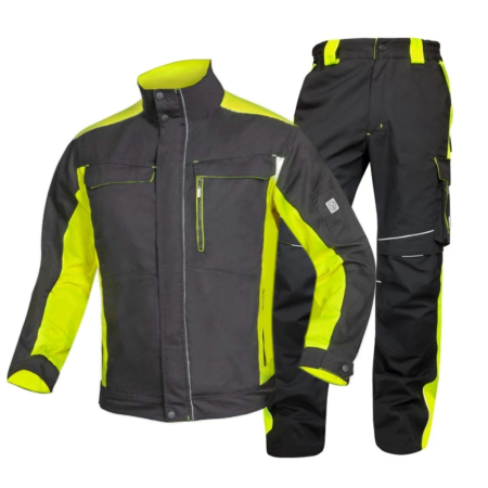 Jachete / Bluze salopeta - Set costum cu pantaloni de lucru in talie NEON - negru/galben
