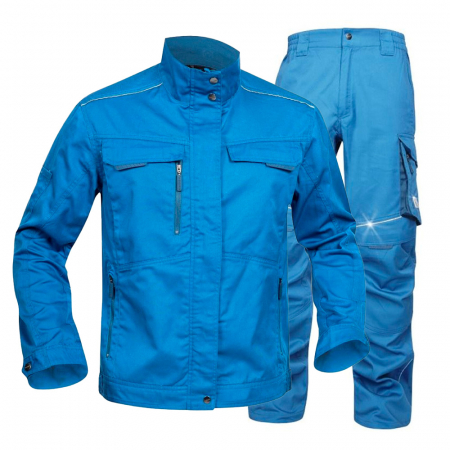 Jachete / Bluze salopeta - Set costum cu pantaloni de lucru in talie SUMMER - albastru
