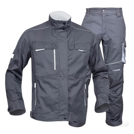 Jachete / Bluze salopeta - Set costum cu pantaloni de lucru in talie SUMMER - gri inchis