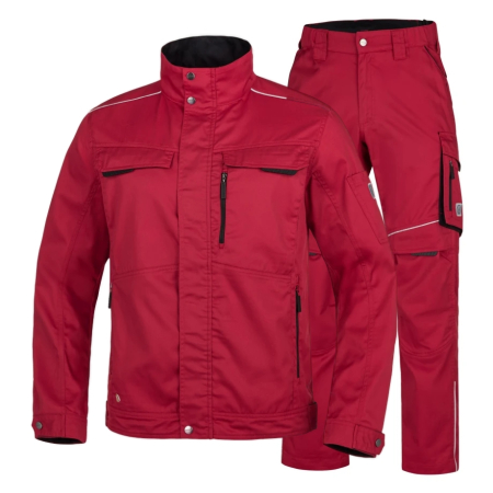 Jachete / Bluze salopeta - Set costum cu pantaloni de lucru in talie SUMMER - rosu