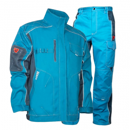 Jachete / Bluze salopeta - Set costum cu pantaloni de lucru in talie VISION - albastru/gri