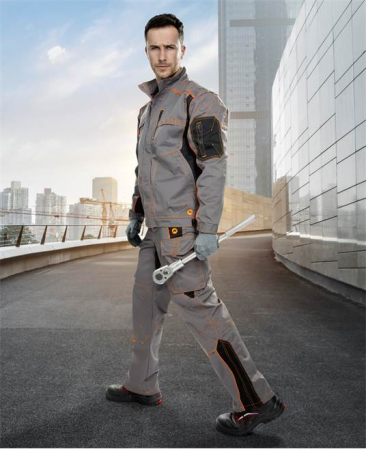 Set costum cu pantaloni de lucru cu pieptar VISION - gri/negru [5]