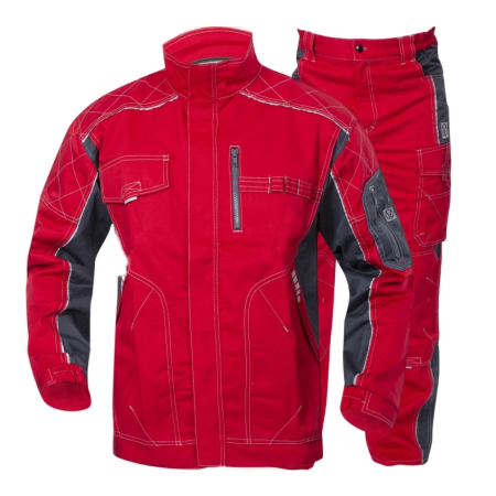 Costume salopeta - Set costum cu pantaloni de lucru in talie VISION - rosu/gri