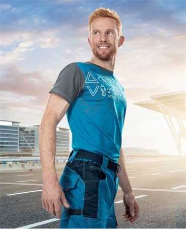 Tricou cu maneca scurta bbc 180 gr/mp VISION - albastru/gri [1]