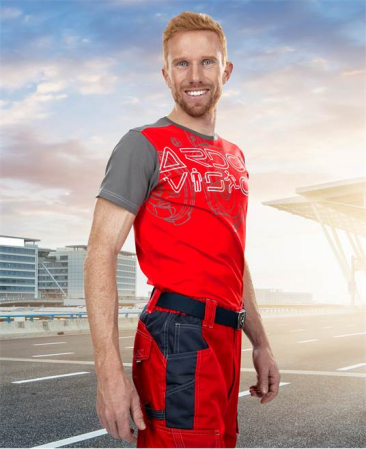 Tricou cu maneca scurta bbc 180 gr/mp VISION - rosu/gri [1]