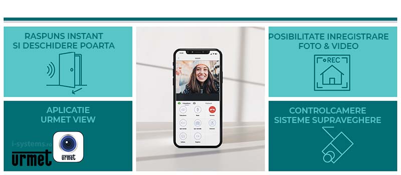 Kit videointerfon, Urmet, 1730501 pentru un apartament, cablaj 2 fire, modul CallMe predispus  I-Systems desc-3