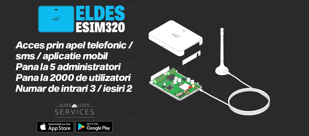 Modul GSM 4G Eldes ESIM320-4G pentru automatizari porti, bariere auto, 2000 utilizatori  I-Systems.ro-2D