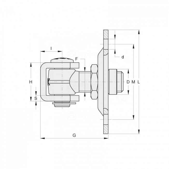 Balama reglabila, fixare cu surub FAC Cod 231.22C, placa de fixare M22, porti batante [2]