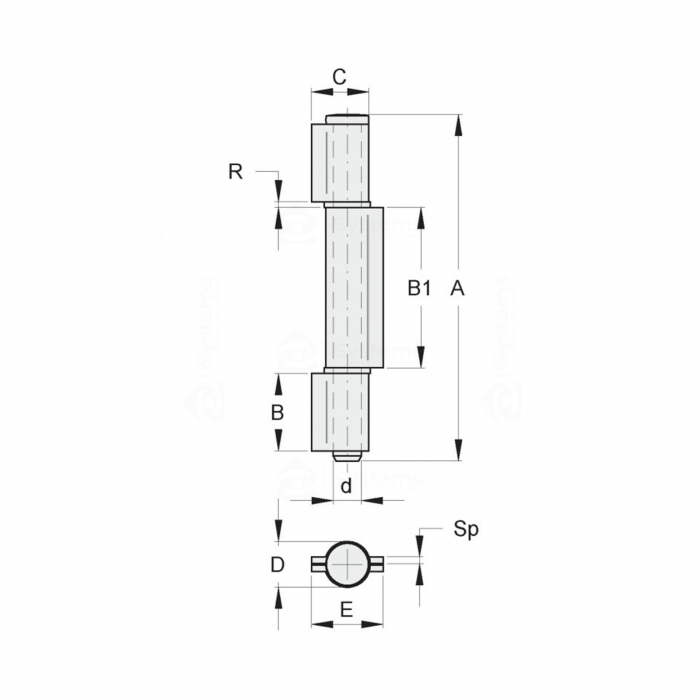 Balama sudabila cu bolt pe 2 rulment cu 3 aripi FAC Cod 160.180, D28xL180mm, pentru poarta batanta [2]
