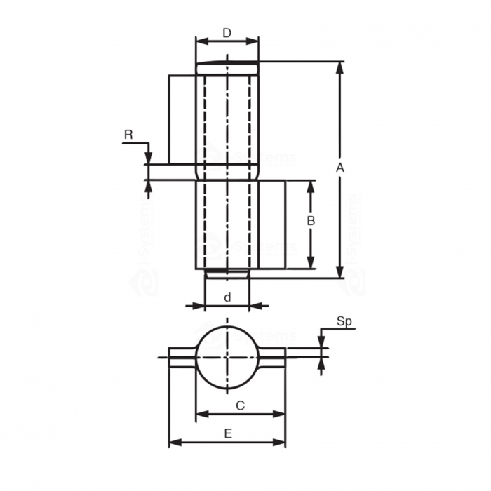 Balama sudabila cu bolt pe 1 rulment cu 2 aripi FAC Cod 150.90, D28xL90mm, pentru poarta batanta [2]