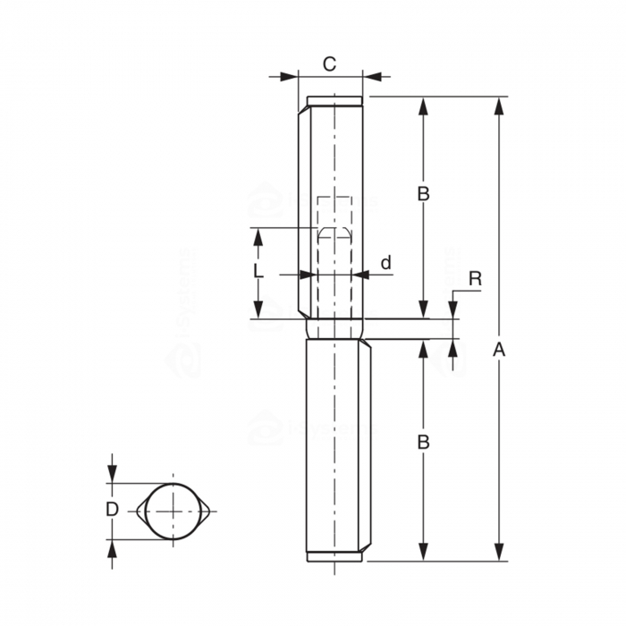 Balama sudabila pe rulment FAC Cod 254.18, D17.25xL140mm, pentru poarta batanta [2]