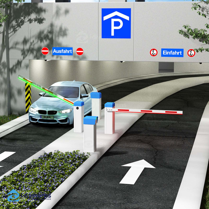 Bariera automata pentru parcari ELKA PARKING cu brat 2.5 - 5 m, brat articulat, banda LED, 24V BLDC, utilizare intensiva 100% [12]