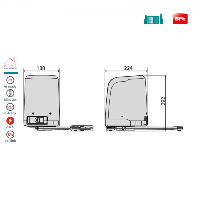 Kit automatizare porti batante Bft Virgo Smart BT A20, 2m/canat, 200Kg/poarta, 24V [7]