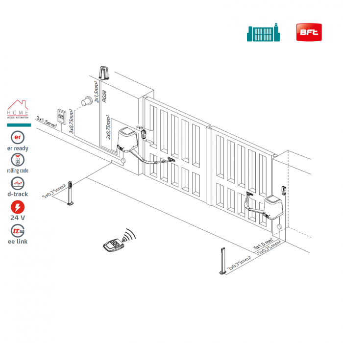 Kit automatizare porti batante Bft Virgo Smart BT A20, 2m/canat, 200Kg/poarta, 24V [6]
