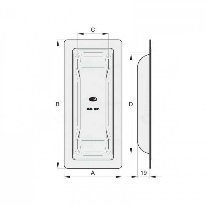 Maner zincat incastrat FAC Cod 501/F, D90x200mm, pentru poarta culisanta [2]