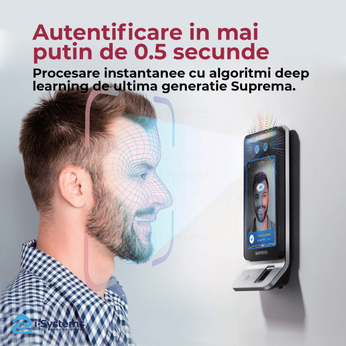 Terminal biometric multimodal Suprema FaceStation F2 FSF2-AB, recunoastere faciala AI <0.5 s, RFID/HID/iCLASS/Seos, NFC/BLE, 100.000 utilizatori, IP65 [2]