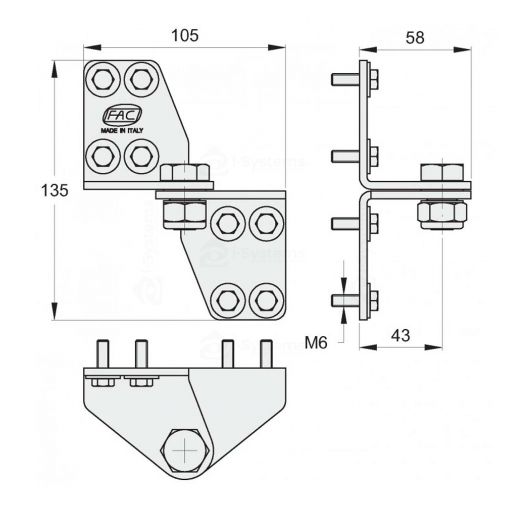 Kit feronerie poarta articulata FAC KA8104.440 Radius Invers, R=0.5m, deschidere utila 4m, 11 foi, deschidere la 90° [16]