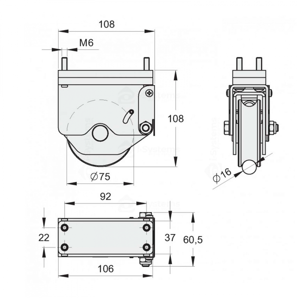 Kit feronerie poarta articulata FAC KA8104.390 Radius Invers, R=0.5m, deschidere utila 3.5m, 10 foi, deschidere la 90° [7]