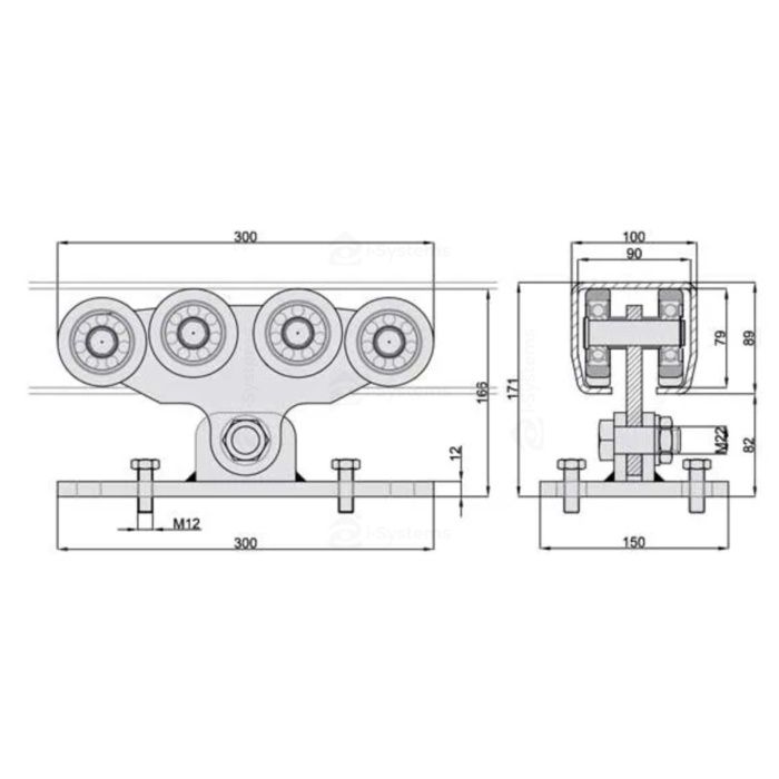 Kit poarta autoportanta GREYSTIR seria 7000, deschidere 10m gol util, greutate 800Kg, lungime poarta 15m, sina zincata ranforsata, sistem role, ghidaj reglabil 0-110mm, Made in Italy [4]