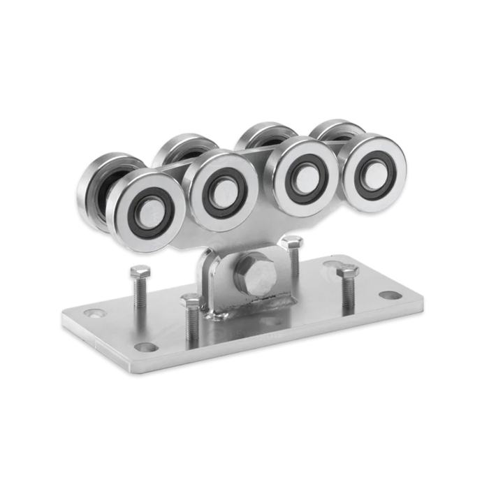 Kit poarta autoportanta GREYSTIR seria 7000, deschidere 10m gol util, greutate 800Kg, lungime poarta 15m, sina zincata ranforsata, sistem role, ghidaj reglabil 0-110mm, Made in Italy [3]