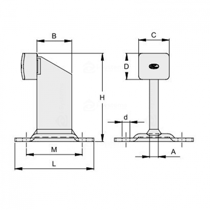 Opritor de cursa inferior cu placa de fixare FAC Cod 115P, tampon de cauciuc H115, porti culisante [2]